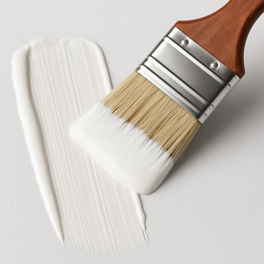 Brocha aplicando pintura uniforme gracias al uso de celulósicos que mejoran viscosidad y acabado en recubrimientos.