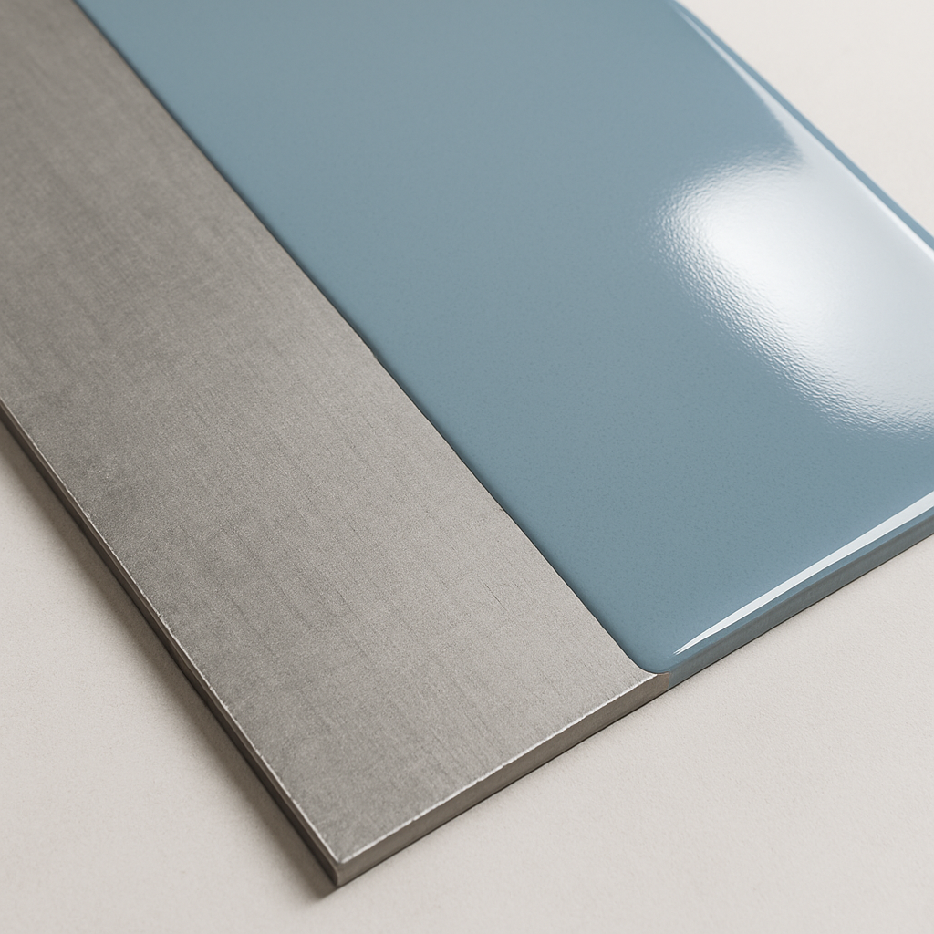 Superficie metálica con recubrimiento epóxico de alta resistencia aplicado para protección industrial.